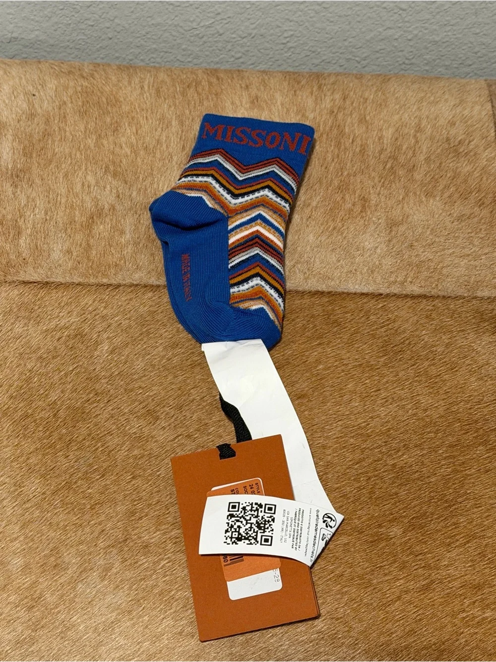 Missoni Kids Blue ZigZag Crew Socks 26-28 (3-5 yrs) BNWT